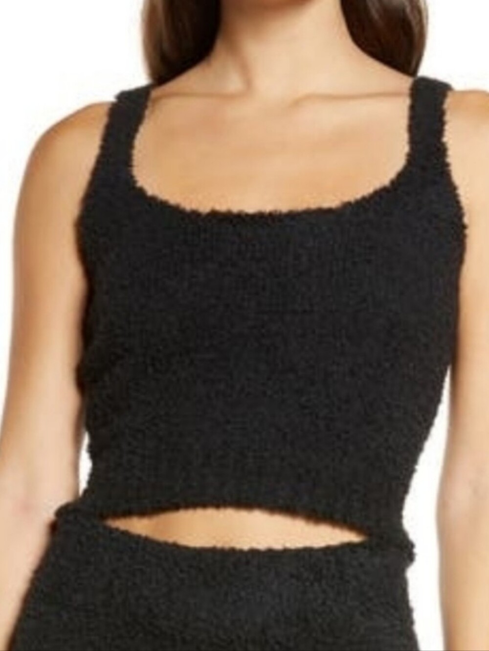 Skims Womens Size S/M Fuzzy Cozy Knit Black Tank Top